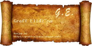 Greff Eliána névjegykártya